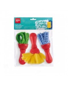 Apli Kids Paint & Fun Pack de 3 Pinceles de Goma EVA y Esponja - Formato Maxi - Colores Surtidos