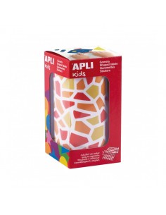 Apli Kids Rollo de 2460 Gomets Mosaico - Adhesivo Base Agua - Libre de Disolventes - Materiales 100-Reciclables - Colores