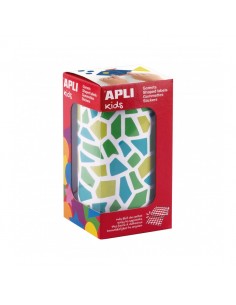 Apli Kids Rollo de 2460 Gomets Mosaico - Adhesivo Base Agua - Libre de Disolventes - Materiales 100-Reciclables - Colores