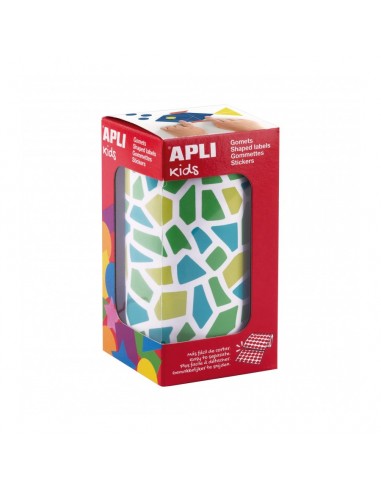 Apli Kids Rollo de 2460 Gomets Mosaico - Adhesivo Base Agua - Libre de Disolventes - Materiales 100-Reciclables - Colores
