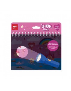 Apli Look & Find Mundo Magico Bloc de 6 Laminas para Buscar Objetos con Linterna Magica
