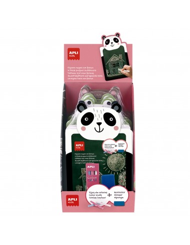 Apli Expositor de 9 Packs de Pizarra para Tiza con Forma de Animal-Caja de 3 Tizas de Colores y Borrador - Medidas