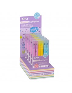 Apli Erasable Highlighter Expositor de 5 Packs de 6 Subrayadores Borrables - Punta Biselada 4mm - Colores Surtidos