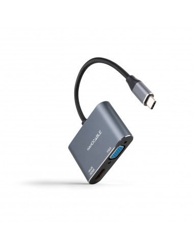 Nanocable Conversor USB-C a HDMI 4Ky VGA - Color Gris