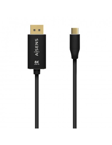 Aisens Cable Conversor Aluminio USB-C a Displayport 8K@60Hz - USB-C M-DP M - 0.8m - Color Negro
