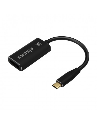 Aisens Conversor Aluminio USB-C a Displayport 8K@60Hz - USB-C M-DP H - 15cm - Color Negro