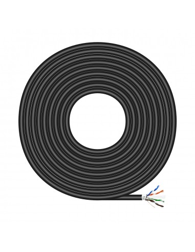 Aisens Cable de Red Exterior Impermeable RJ45 Cat.6 Ftp Rigido Awg24 - 100m - Color Negro