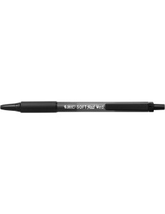 Bic Soft Feel Boligrafo Retractil - Punta Media de 1mm - Cuerpo Translucido con Grip - Color Negro