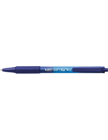 Bic Soft Feel Boligrafo Retractil - Punta Media de 1mm - Cuerpo Translucido con Grip - Color Azul