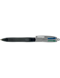 Bic 4 Colours Grip Pro Boligrafo de Bola Retractil con Grip - Punta Media de 1mm - Trazo de 0.4mm - Tinta con Base de Aceite