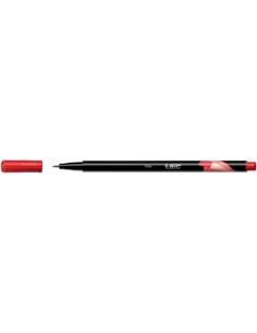 Bic Intensity Fine Rotulador de Punta Fina de 0.8mm - Trazo de 0.4mm - Tinta con Base de Agua - Color Rojo