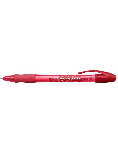 Bic Gel-ocity Illusion Boligrafo de Tinta Gel Borrable - Punta Media de 0.7mm - Recargable - Grip de Goma - Clip de Plastico