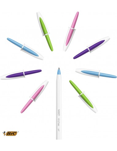 Bic Cristal Up Pack de 20 Boligrafos de Bola - Punta de 1.2mm - Tinta con Base de Aceite - Cuerpo Blanco - Colores Surtidos