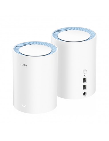 Cudy M1200 Pack de 2 Sistemas WiFi Mesh AC1200 Dual Band - 867Mbps en 5GHz-300Mbps en 2 4GHz - 1x Puerto LAN 10 100Mbps-1x