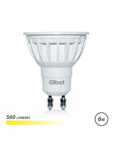 Elbat Bombilla LED GU10 6W 560LM Luz Calida - Ahorro de Energia - Larga Vida Util - Facil Instalacion - Color Blanco Calido