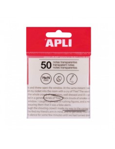 Apli Notas Adhesivas Transparentes Bloc 50 Hojas 75x75mm - Para Anotar sin Perder la Visibilidad del Texto o la Imagen -