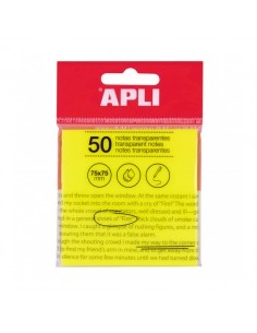 Apli Notas Adhesivas Transparentes Bloc 50 Hojas 75x75mm - Para Anotar sin Perder la Visibilidad del Texto o la Imagen -