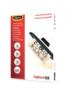 Fellowes Pack de 100 Fundas para Plastificar Mate A4 - 125 Micras - Transparente