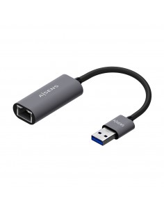 Aisens Conversor USB 3.0 a Ethernet Gigabit 10 100 1000 Mbps - 15cm - Color Gris