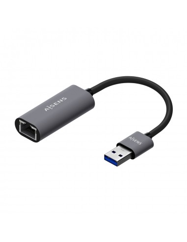 Aisens Conversor USB 3.0 a Ethernet Gigabit 10 100 1000 Mbps - 15cm - Color Gris
