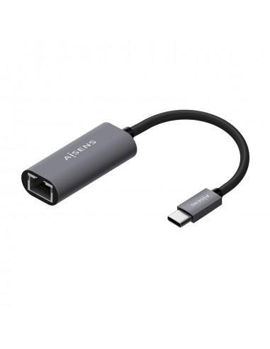 Aisens Conversor USB3.1 GEN1 USB-C a Ethernet Gigabit 10 100 1000 Mbps - 15cm - Color Gris
