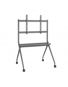 Aisens Soporte de Suelo PRO con Rueda - 1 Bandeja para Pantalla Interactiva TV 120kg de 50-86 - Color Negro
