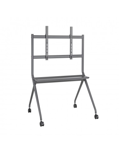 Aisens Soporte de Suelo PRO con Rueda - 1 Bandeja para Pantalla Interactiva TV 120kg de 50-86 - Color Negro